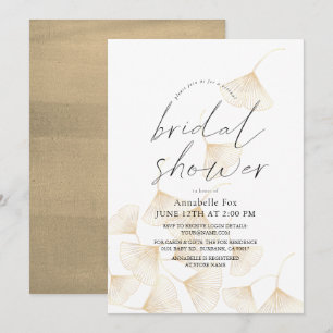 Falling Gold Ginkgo Leaves Virtual Bridal Shower Invitation
