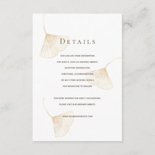 Falling Gold Ginkgo Leaves Wedding Details Card
