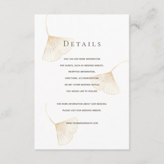 Falling Gold Ginkgo Leaves Wedding Details Card