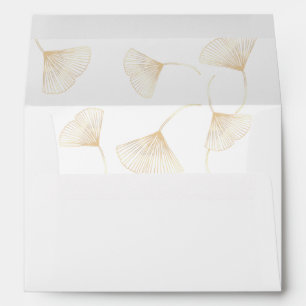 Falling Gold Ginkgo Leaves Wedding Envelope