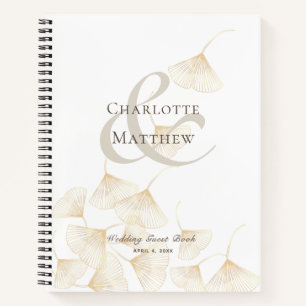 Falling Gold Ginkgo Leaves Wedding Guest Book