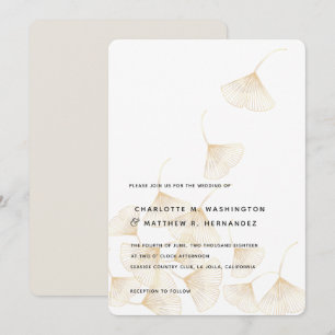 Falling Gold Ginkgo Leaves Wedding Invitation