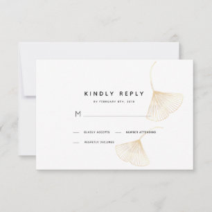 Falling Gold Ginkgo Leaves Wedding RSVP Card