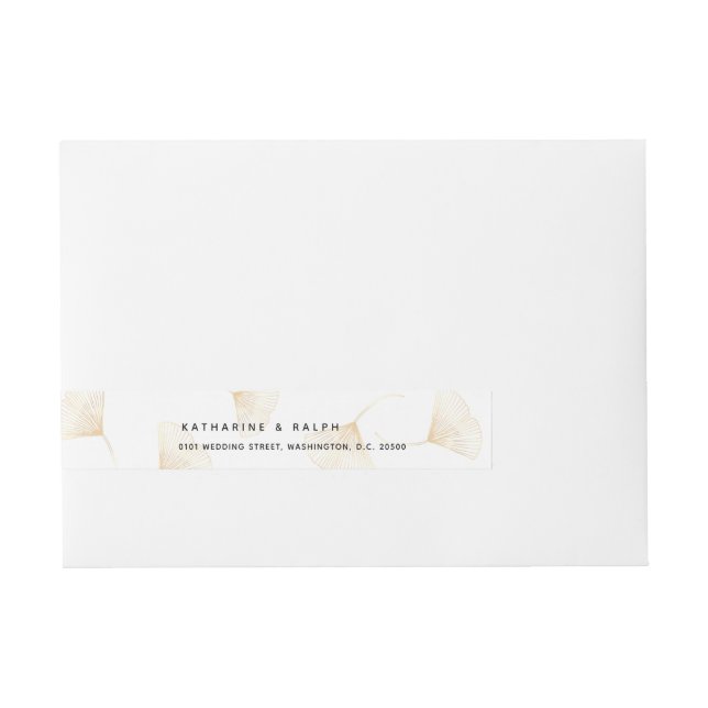 Falling Gold Ginkgo Leaves Wraparound Label (Front)