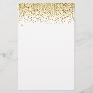 Falling Gold Glitter Confetti Stationery