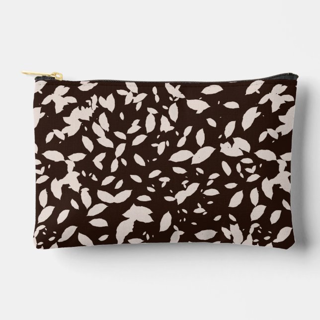 Falling Grace Black & White Print Cut Sew Small Accessory Pouch (Front)