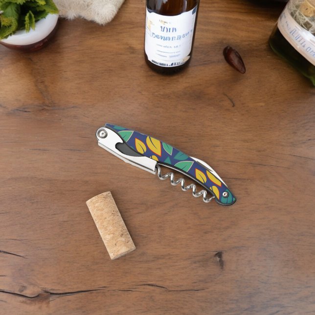 Falling Green and Yellow Leaves Pattern Corkscrew (bottle opener
)