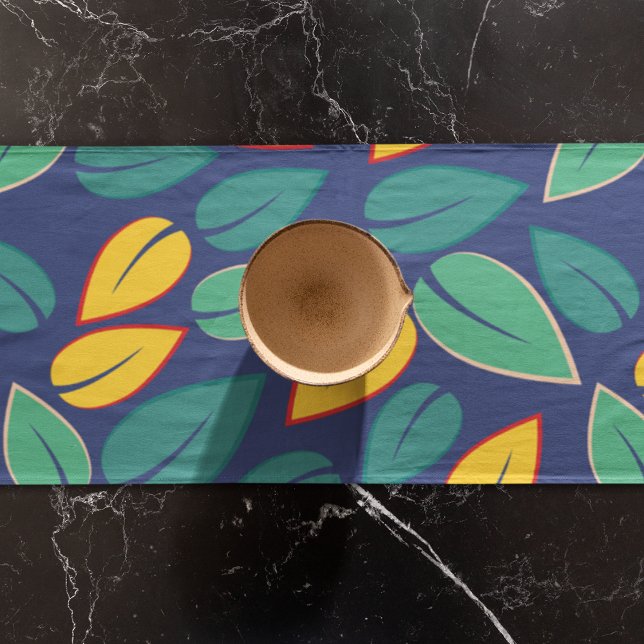 Falling Green and Yellow Leaves Pattern Short Table Runner (Table runner)