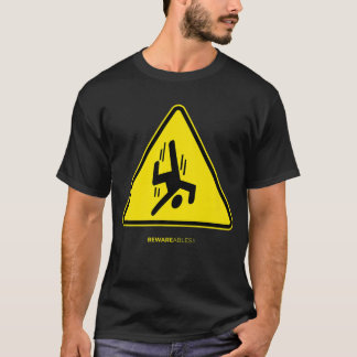 Falling guy funny sign warning yellow triangle T-Shirt