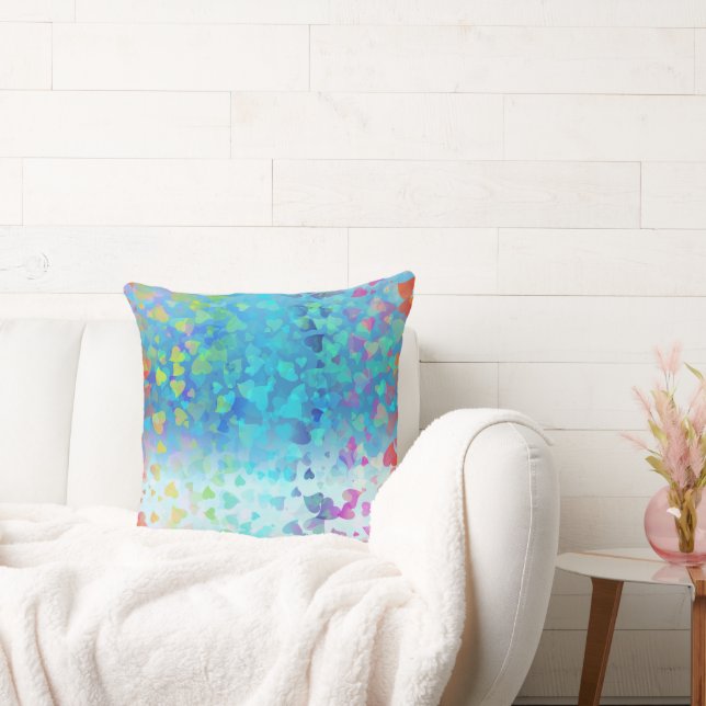 Falling Hearts Baby Blue Cushion (Couch)