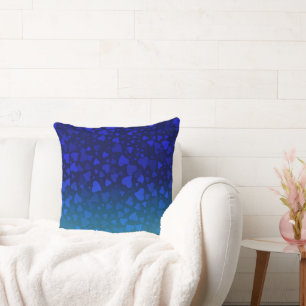 Falling Hearts Blue Cushion