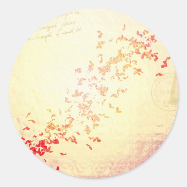 Falling hearts classic round sticker (Front)