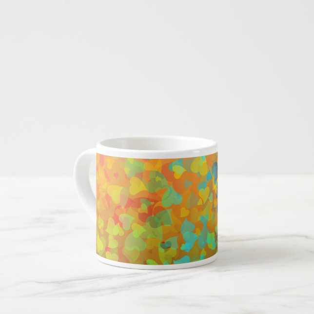 Falling Hearts Orange Espresso Cup (Front Left)