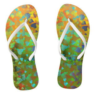 Falling Hearts Orange Flip Flops