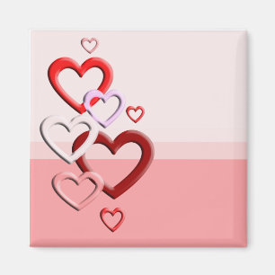 falling hearts pink background magnet