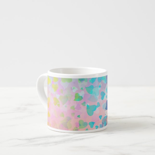 Falling Hearts Pink Espresso Cup (Front Left)