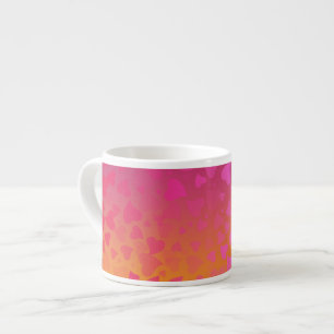 Falling Hearts Pink Orange Espresso Cup