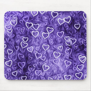 Falling Hearts - Purple Mouse Mat