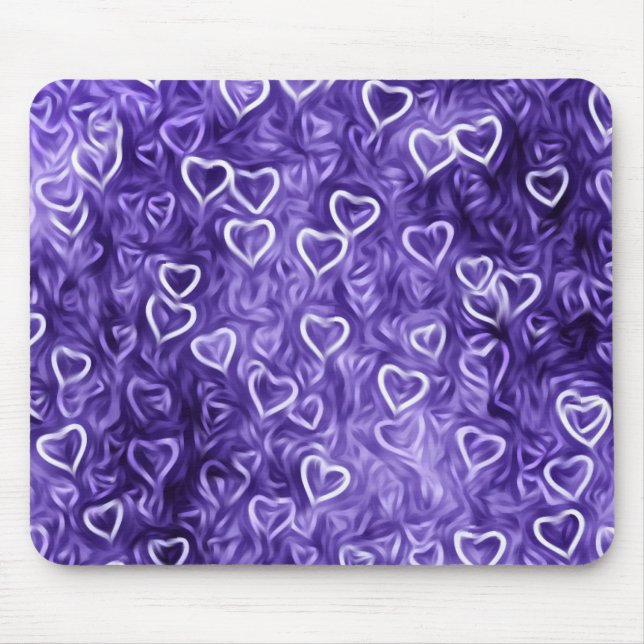 Falling Hearts - Purple Mouse Mat (Front)