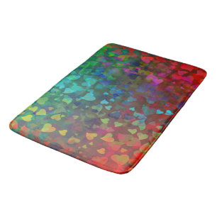 Falling Hearts Red and Green Bath Mat
