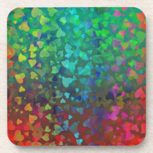 Falling Hearts Red and Green Coaster