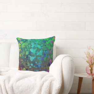 Falling Hearts Red and Green Cushion