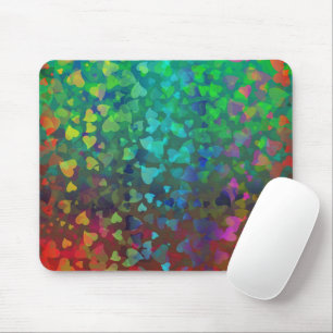 Falling Hearts Red and Green Mouse Mat