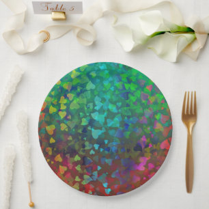 Falling Hearts Red and Green Paper Plate