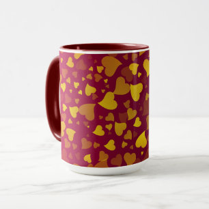 Falling Hearts Red Gold Mug