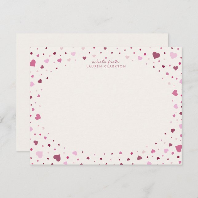Falling Hearts Stationery Note Card (Front/Back)