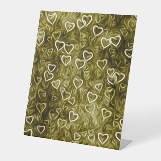 Falling Hearts - Yellow Pedestal Sign (Front)