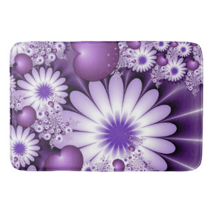 Falling in Love Abstract Flowers & Hearts Fractal Bath Mat