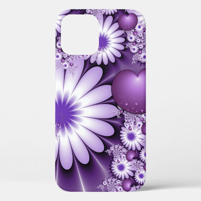 Falling in Love Abstract Flowers & Hearts Fractal Case-Mate iPhone Case (Back)
