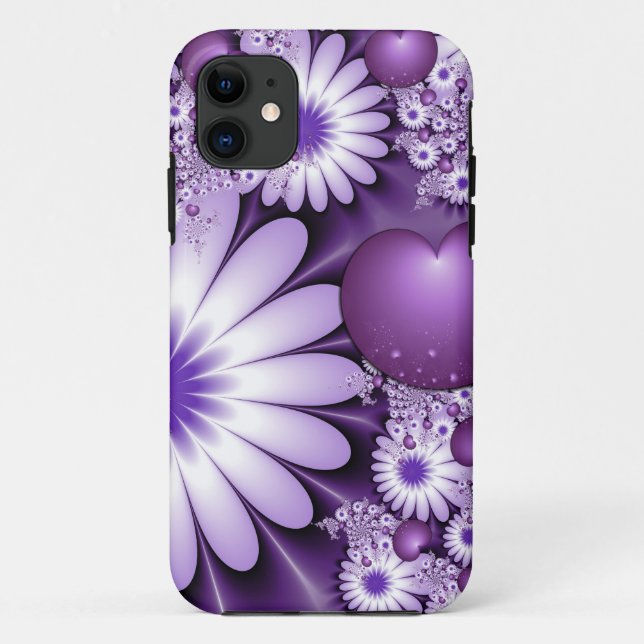 Falling in Love Abstract Flowers & Hearts Fractal Case-Mate iPhone Case (Back)