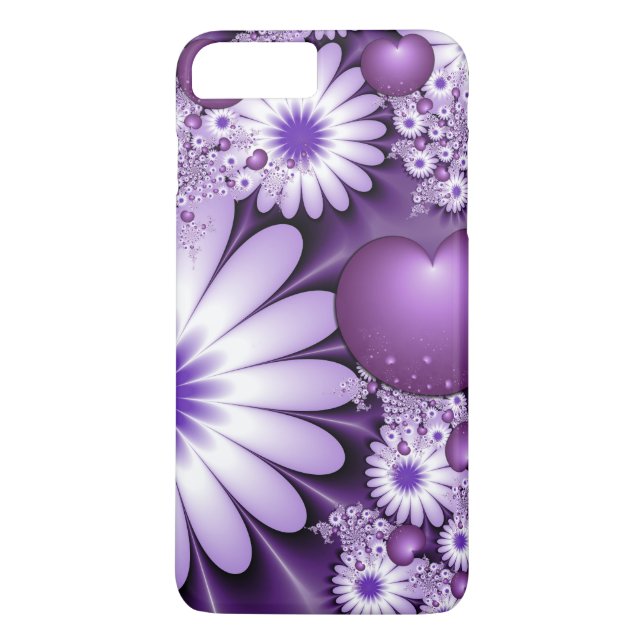Falling in Love Abstract Flowers & Hearts Fractal Case-Mate iPhone Case (Back)