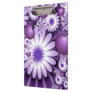 Falling in Love Abstract Flowers & Hearts Fractal Clipboard