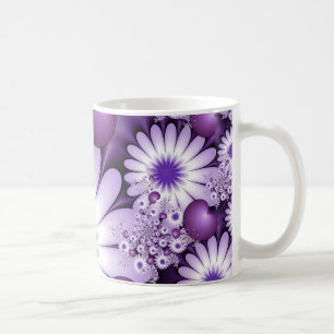 Falling in Love Abstract Flowers & Hearts Fractal Coffee Mug