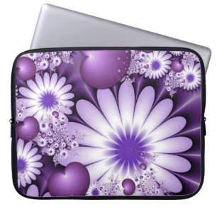 Falling in Love Abstract Flowers & Hearts Fractal Laptop Sleeve