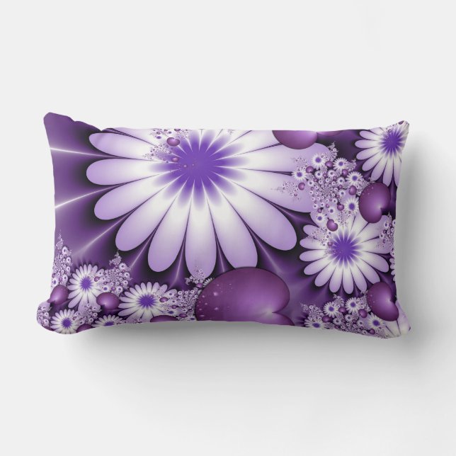 Falling in Love Abstract Flowers & Hearts Fractal Lumbar Cushion (Front)