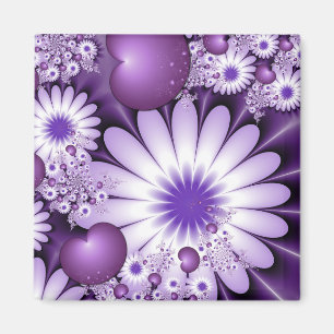 Falling in Love Abstract Flowers & Hearts Fractal Magnet