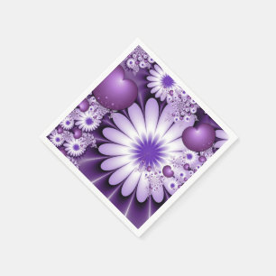 Falling in Love Abstract Flowers & Hearts Fractal Napkin