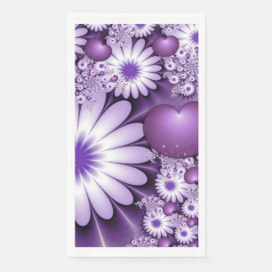 Falling in Love Abstract Flowers & Hearts Fractal Napkin