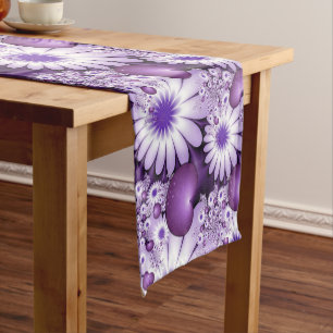 Falling in Love Abstract Flowers & Hearts Fractal Short Table Runner