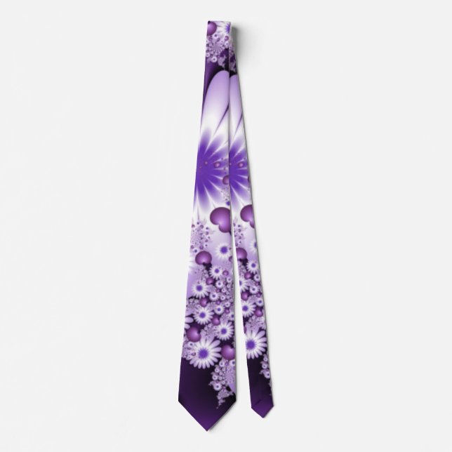 Falling in Love Abstract Flowers & Hearts Fractal Tie (Front)