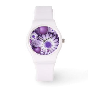 Falling in Love Abstract Flowers & Hearts Fractal Watch