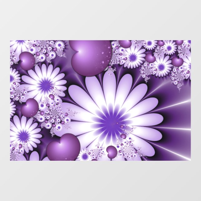 Falling in Love Abstract Flowers & Hearts Fractal Window Cling (Sheet)