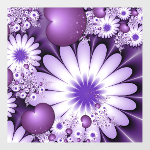 Falling in Love Abstract Flowers & Hearts Fractal Window Cling