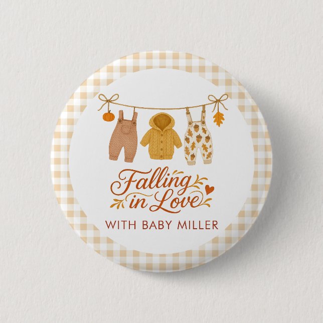 Falling in Love Autumn Baby Clothes Baby Shower 6 Cm Round Badge (Front)