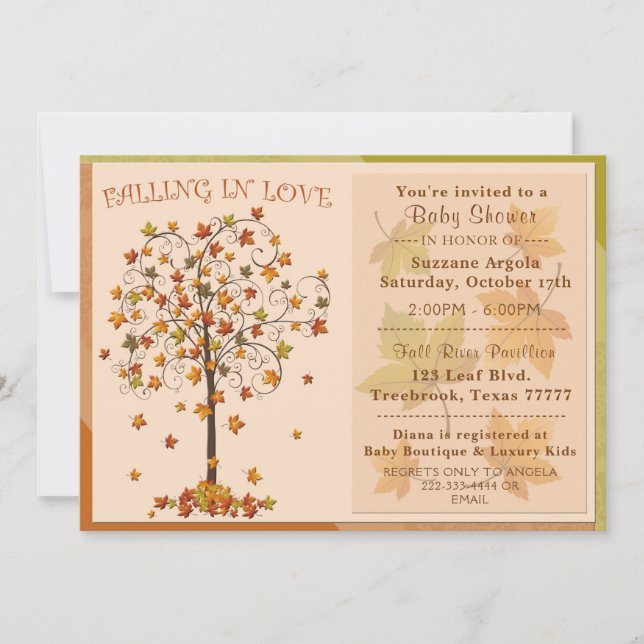 Falling In Love Autumn Baby Shower Invite (Front)