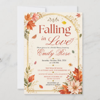 Falling in Love Autumn Floral Bridal Shower Invita Invitation